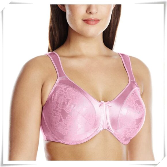 Bali 3562  Pink Satin Animal Print Bra Underwire  Size 38 DDD EUC - Picture 1 of 7